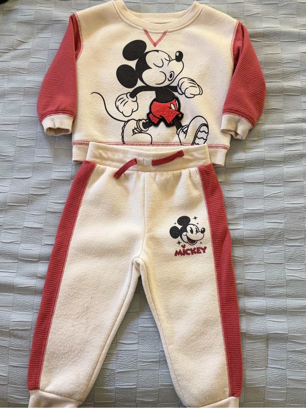 Disney Cream and Red Mickey Mouse Kids Matching Set